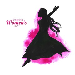 .Happy womens day for dancing woman card background