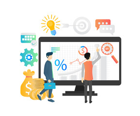 Illustration of someone analyzing content SEO