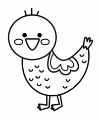 Vector black and white gosling icon. Cute cartoon little goose illustration for kids. Farm baby bird isolated on white background. Line animal picture or coloring page for children.