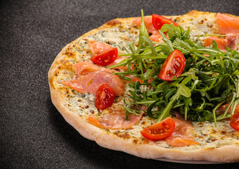 Italian Pizza with salmon and cheese