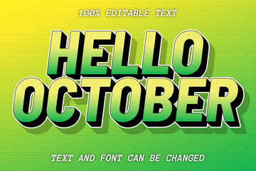 Hello October Editable Text Effect Modern Style