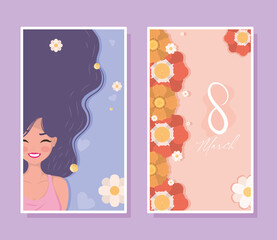 womens day lettering postcards