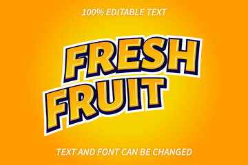 Fototapeta na wymiar Fresh Fruit Editable Text Effect Emboss Style