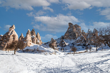 Cappadocia Region winter view in Turkey