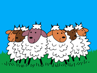 Illustration of a group of sheep