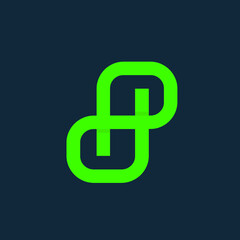 HP monogram logo.Letter p, letter h typographic icon.Lettering sign isolated on dark background.Alphabet initials.Modern, design, geometric, web, tech style intertwined characters.Neon color.