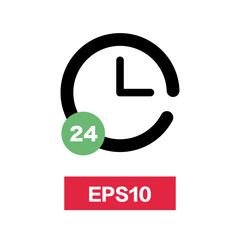 24-hour clock icon. 24-hour business. Editable vectors. EPS10.