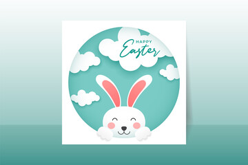 Happy easter background in paper style