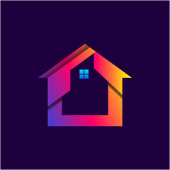 Unique minimalist home gradient logo