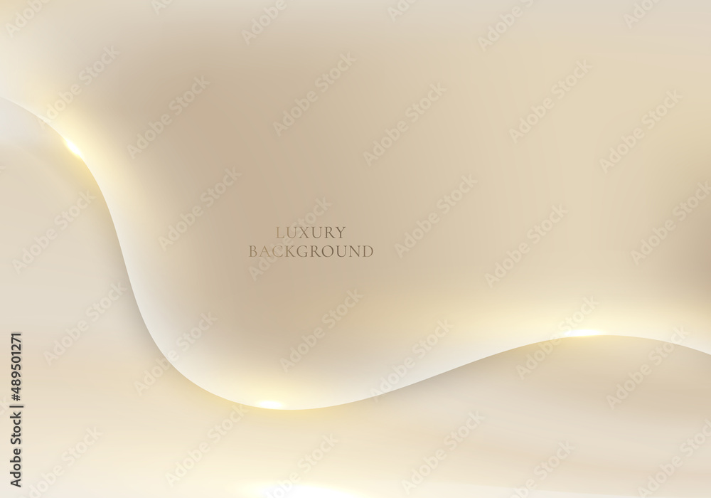 Poster abstract 3d elegant white and brown wave shape with lighting effect sparking on clean background