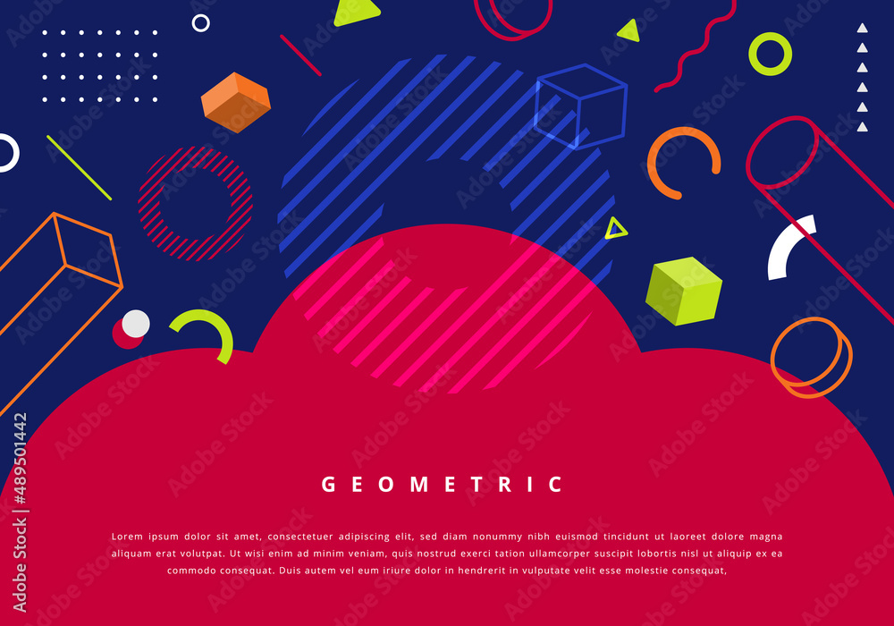 Poster abstract background flat design geometric elements pattern retro style