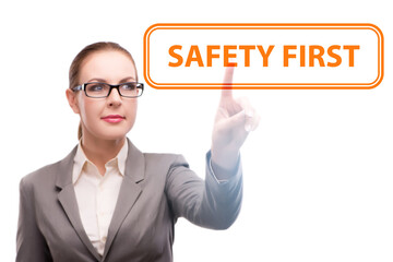 Safety first concept with businesswoman