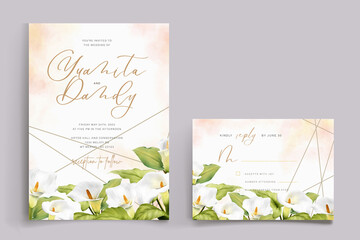 watercolor floral lily wedding invitation card set