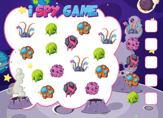 Math counting game template of space