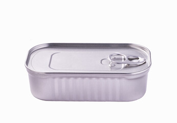 Canned fish sealed tin can with easy openable lid  isolated on a white background.
