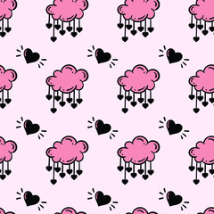 heart cloud seamless pattern free vector