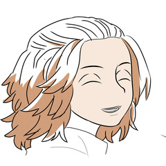 Vector smiling anime face with impressive hair