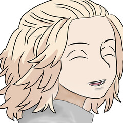Vector smiling anime face with impressive hair