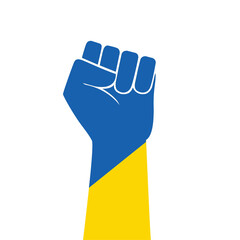 Obraz premium Raised fist vector icon. Human hand up in the air