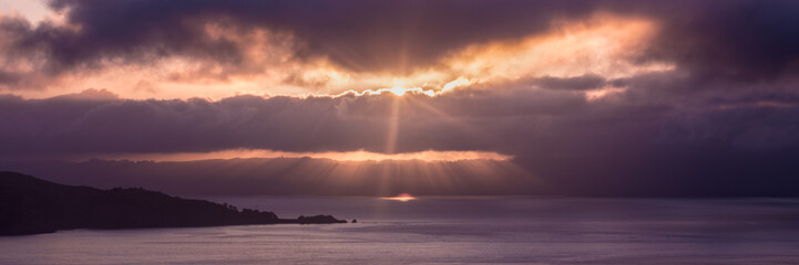 Sunrise with a purple sky