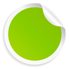 Green round vector sticker, blank note paper