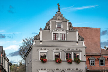 Historic commercial building in Weimar, Herderplatz, Thuringia, Germany