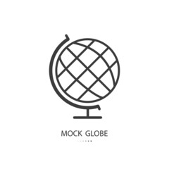 Black line icon of mock global isolated on white background. Vector illustration.