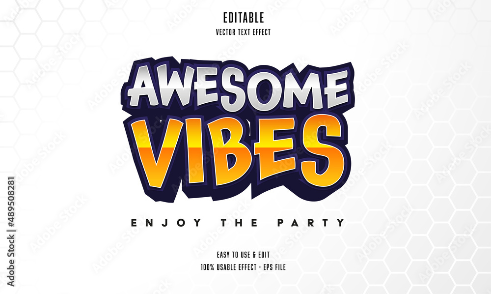Poster awesome vibes editable text effect with modern and simple style