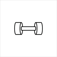 Dumbbell line outline icon, fitness equipment sign isolated on white background