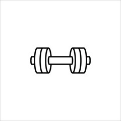 Dumbbell line outline icon, fitness equipment sign isolated on white background