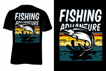 Mock Up T-Shirt Fishing Adventure Vintage Retro Style