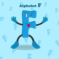 Kawai cartoon doodle alphabet illustration, Alphabet F for children education or business education
