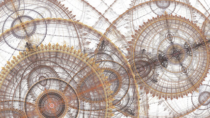 Mechanical fractal, abstract steampunk background