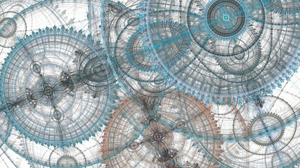Mechanical fractal, abstract steampunk background