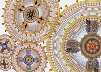 Mechanical fractal, abstract steampunk background
