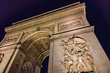 Arc de Triomphe, Paris, France at night