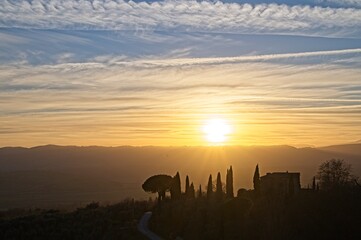 Dramatic Sunset Sky and Clouds over Tuscany