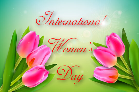 Women's day background with floral decorations. Vector Illustration.
