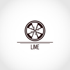 Lime. Logo, emblem. Black and white image.
