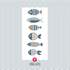 Cute fish card. Sea illustration.