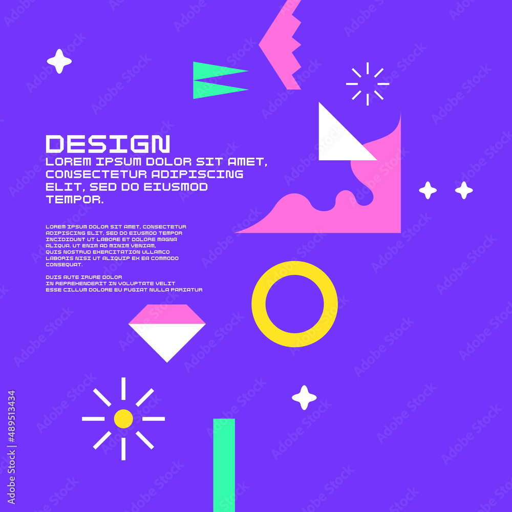 Poster a modern background with abstract elements, dynamic shapes and a hand gesture. compositions of color