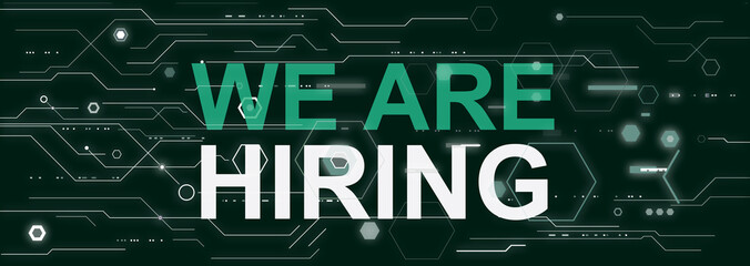 He are hiring it high tech jobs dark green futuristic background, join us cyberspace web3 team - 489514013