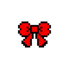Bow or Ribbon Pixel Art pattern isolated Background. Pixel art. Vector illustration. Pixel design illustration. Red.
