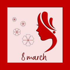 girl silhouette postcard March 8 paper cut 