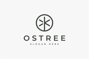 simple line circle tree logo design template
