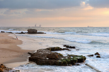 Mediterranean coast in southern Israel near the city of Ashkelon