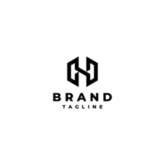 Initial H in the form of Hexagon Logo Design. Simple H line design forming a hexagon.