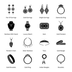 Jewelry Shop Glyph Icons - Solid, Vectors © Vectors