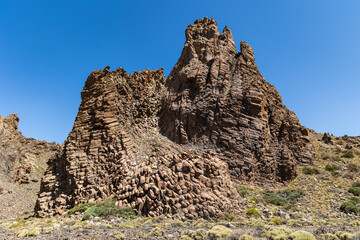 La Catedral rock formation with basalt column structure, Teide National Park, Tenerife, Spain