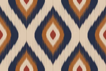 Fotobehang Ikat naadloos patroon in stammen. Oosterse etnische traditioneel. Mexicaanse gestreepte stijl. Ontwerp voor achtergrond, behang, vectorillustratie, stof, kleding, batik, tapijt, borduurwerk. © Anawin
